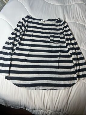 Just Ginger Black & Off-White Striped Boatneck Top